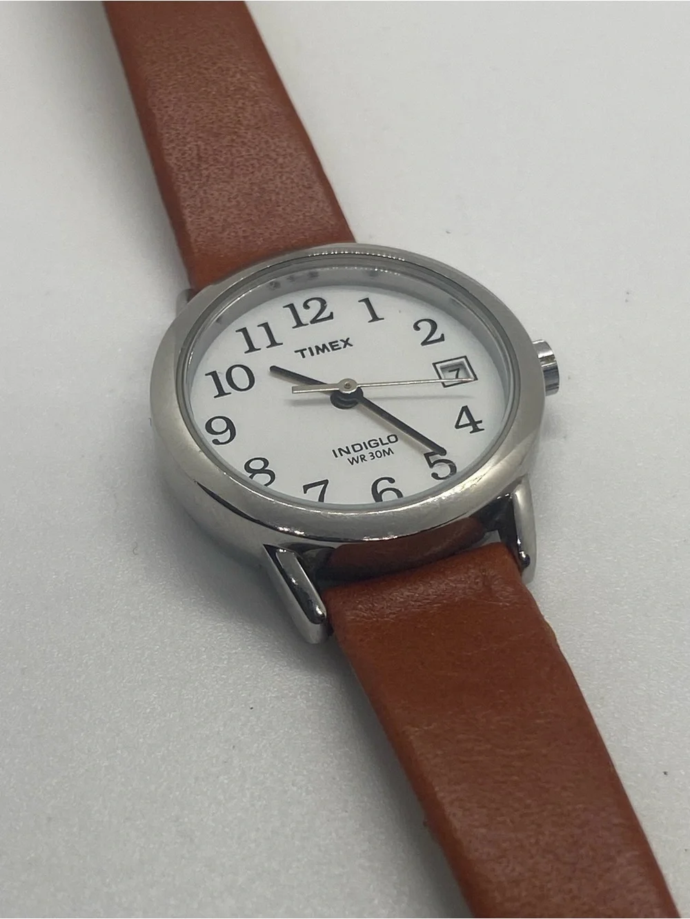 Timex Silver Case White Dial Brown Strap Women's Watch